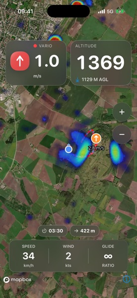 VarioBud visar termik över satellitkarta